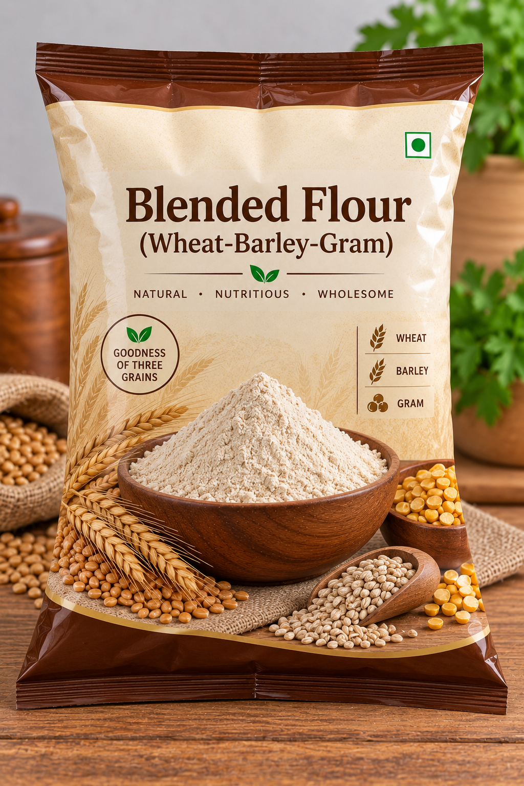 Blended Flour (Bejad Atta) - Wheat-Barley-Gram